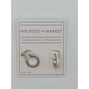NWT - Melrose & Market Two-Tone Enamel Mini Hoop Earrings